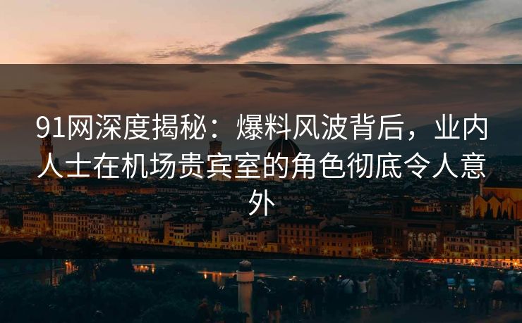 91网深度揭秘：爆料风波背后，业内人士在机场贵宾室的角色彻底令人意外