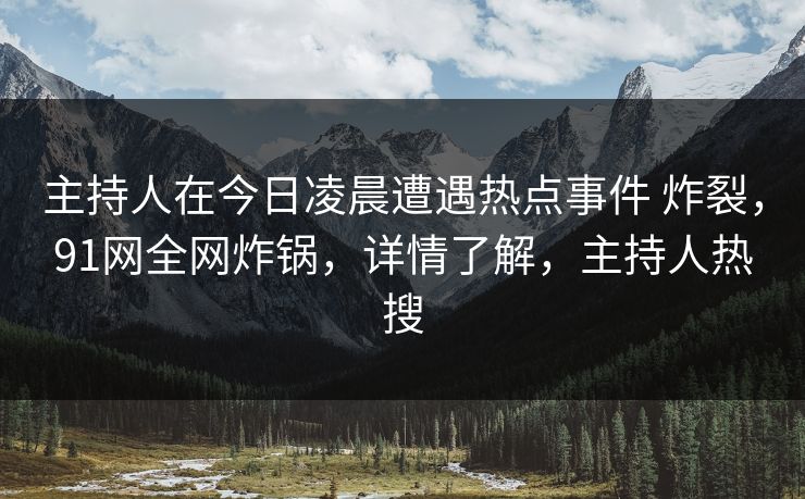 主持人在今日凌晨遭遇热点事件 炸裂，91网全网炸锅，详情了解，主持人热搜