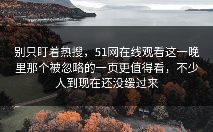 别只盯着热搜，51网在线观看这一晚里那个被忽略的一页更值得看，不少人到现在还没缓过来