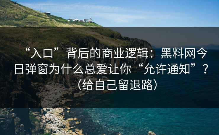“入口”背后的商业逻辑：黑料网今日弹窗为什么总爱让你“允许通知”？（给自己留退路）