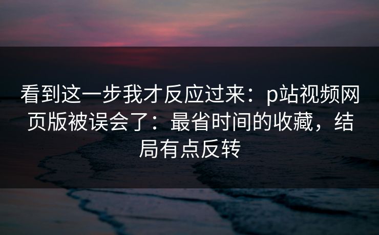 看到这一步我才反应过来：p站视频网页版被误会了：最省时间的收藏，结局有点反转